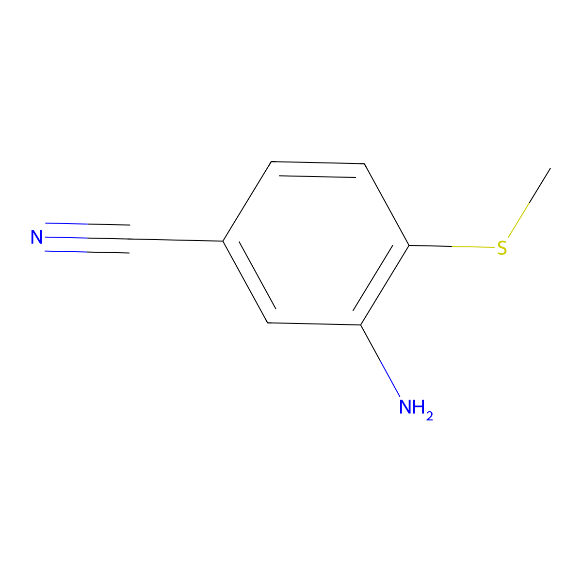 3-Amino-4-(methylsulfanyl)benzonitrile molecular structure, CAS 1178148-01-0