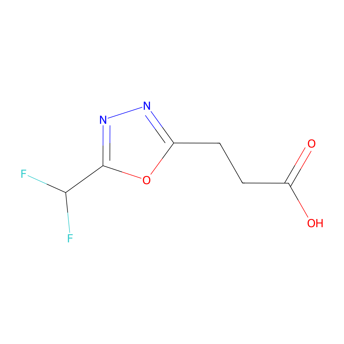3-[5-(Difluoromethyl)-1,3,4-oxadiazol-2-yl]propanoic acid molecular structure, CAS 1178153-34-8