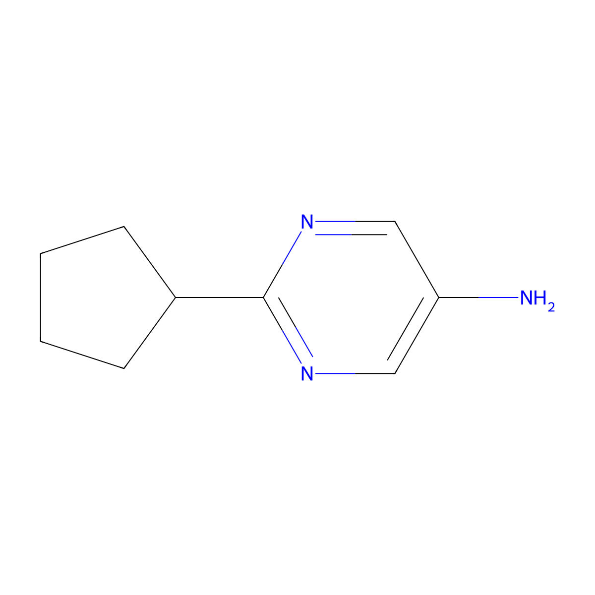 2-Cyclopentylpyrimidin-5-amine molecular structure, CAS 1178158-55-8