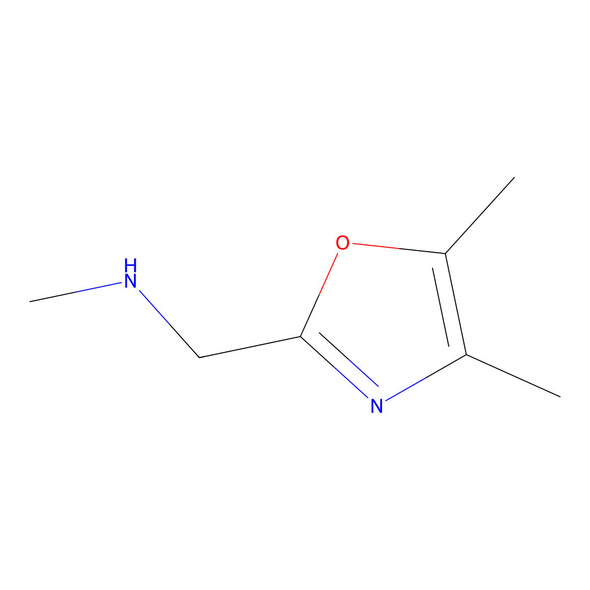 1-(4,5-Dimethyloxazol-2-yl)-N-methylmethanamine molecular structure, CAS 1178163-96-6