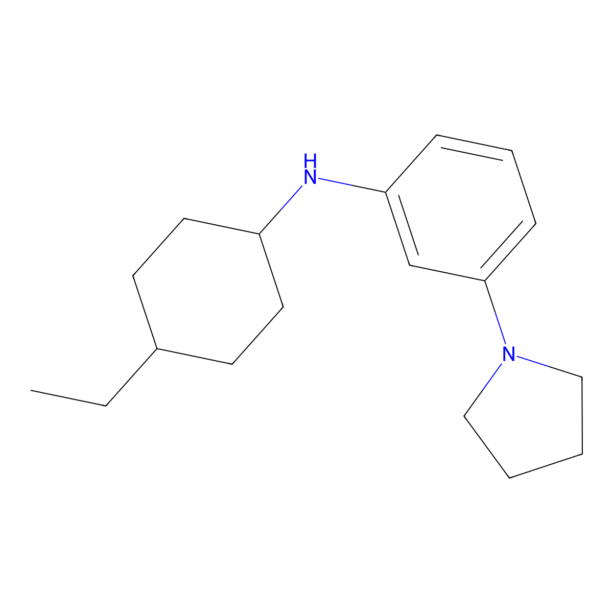 N-(4-ethylcyclohexyl)-3-(pyrrolidin-1-yl)aniline molecular structure, CAS 1178166-75-0