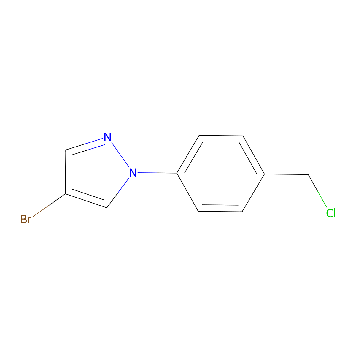 4-bromo-1-(4-(chloromethyl)phenyl)-1H-pyrazole molecular structure, CAS 1178169-30-6