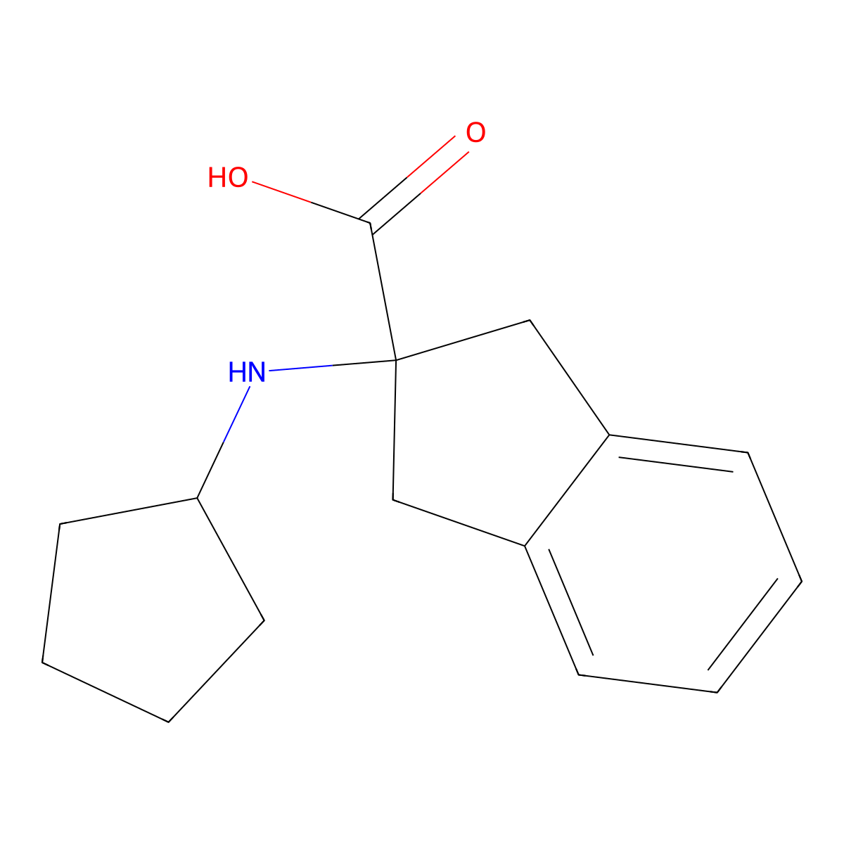 2-(cyclopentylamino)-2,3-dihydro-1H-indene-2-carboxylic acid molecular structure, CAS 1178173-38-0
