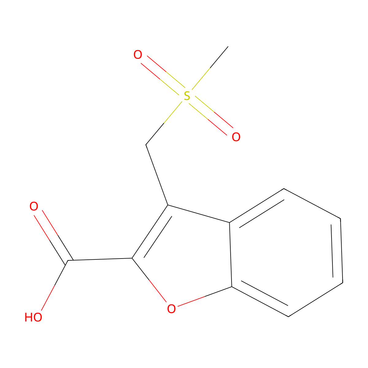 3-(Methanesulfonylmethyl)-1-benzofuran-2-carboxylic acid molecular structure, CAS 1178181-16-2