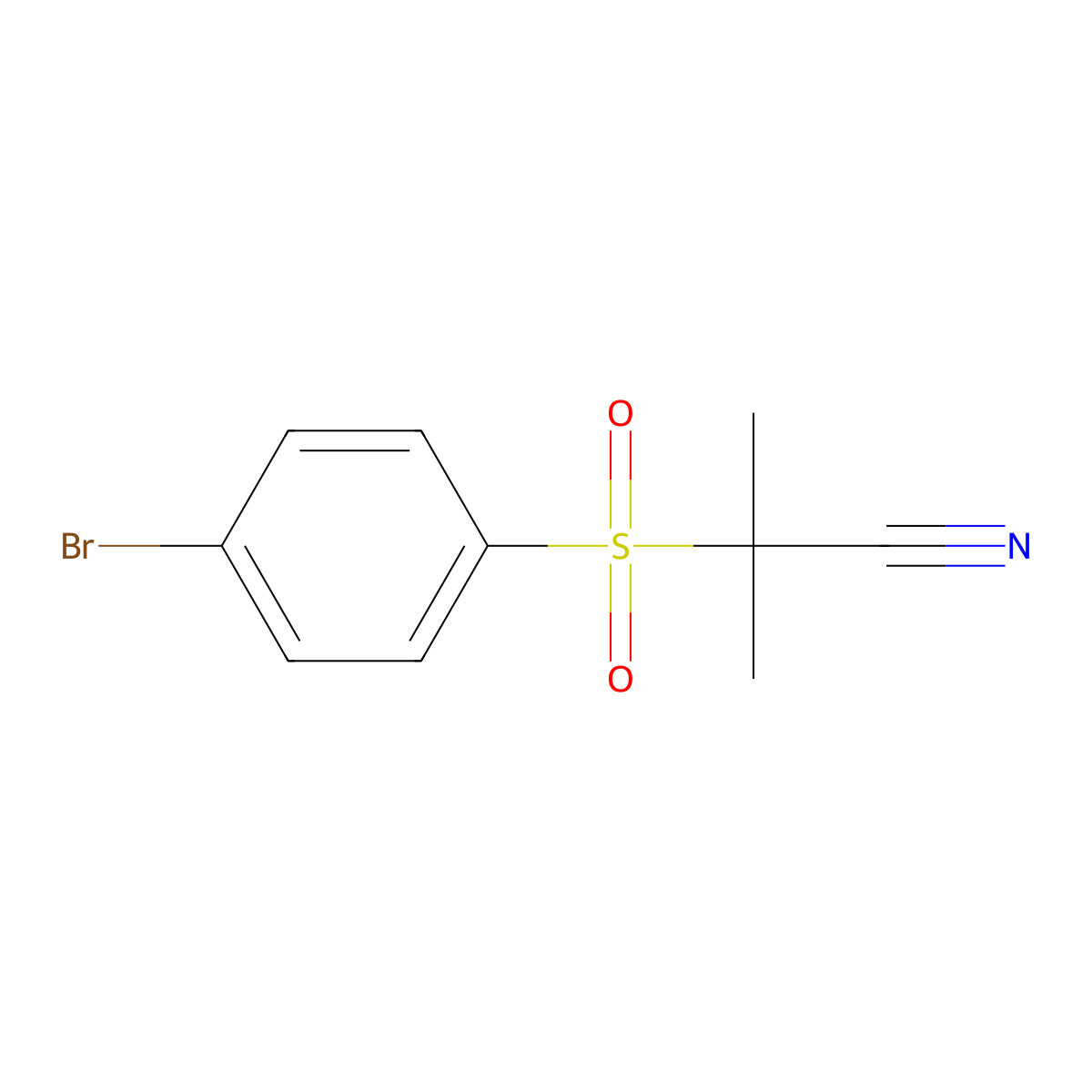 2-(4-Bromobenzenesulfonyl)-2-methylpropanenitrile molecular structure, CAS 1178187-96-6