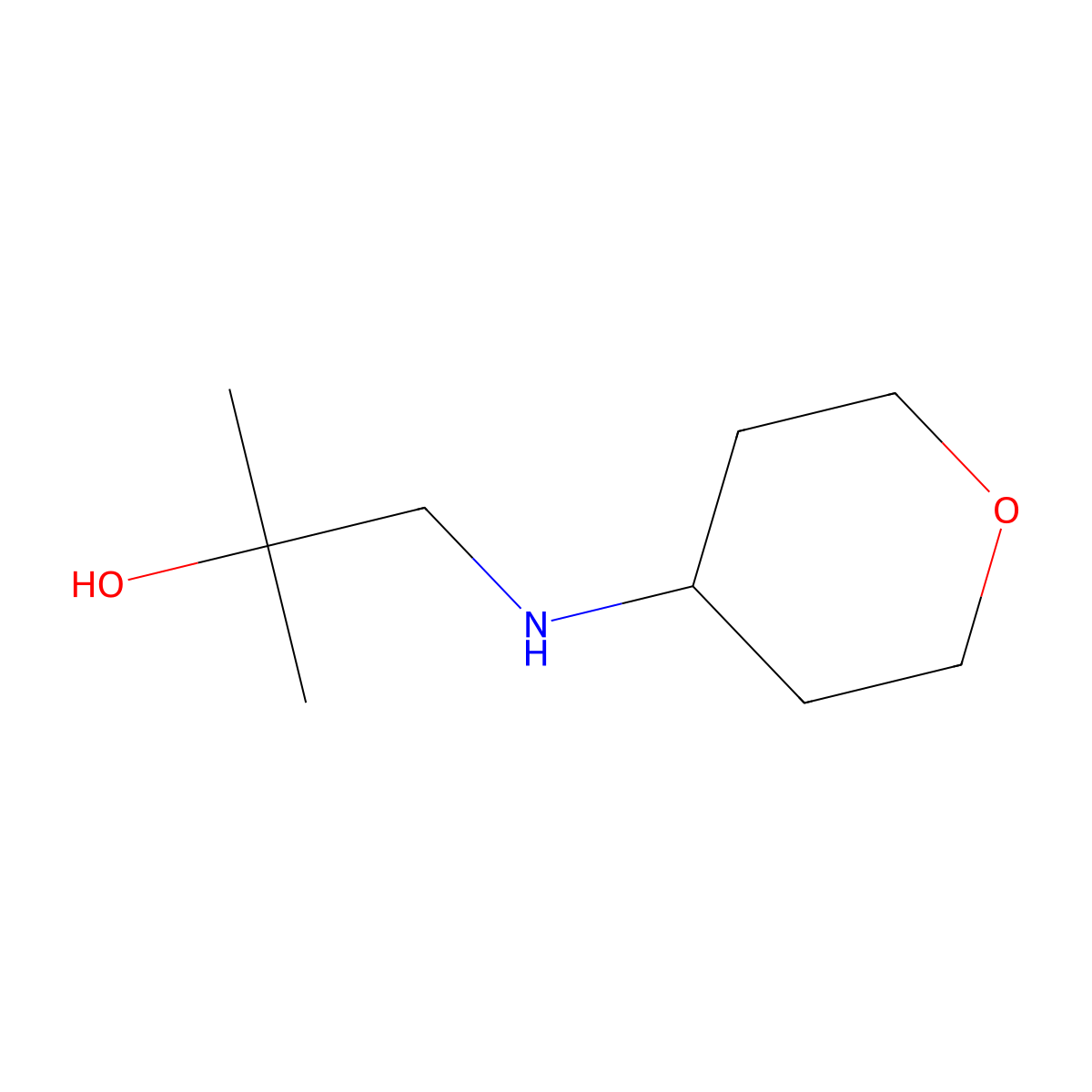 2-Methyl-1-((oxan-4-yl)amino)propan-2-ol molecular structure, CAS 1178195-37-3