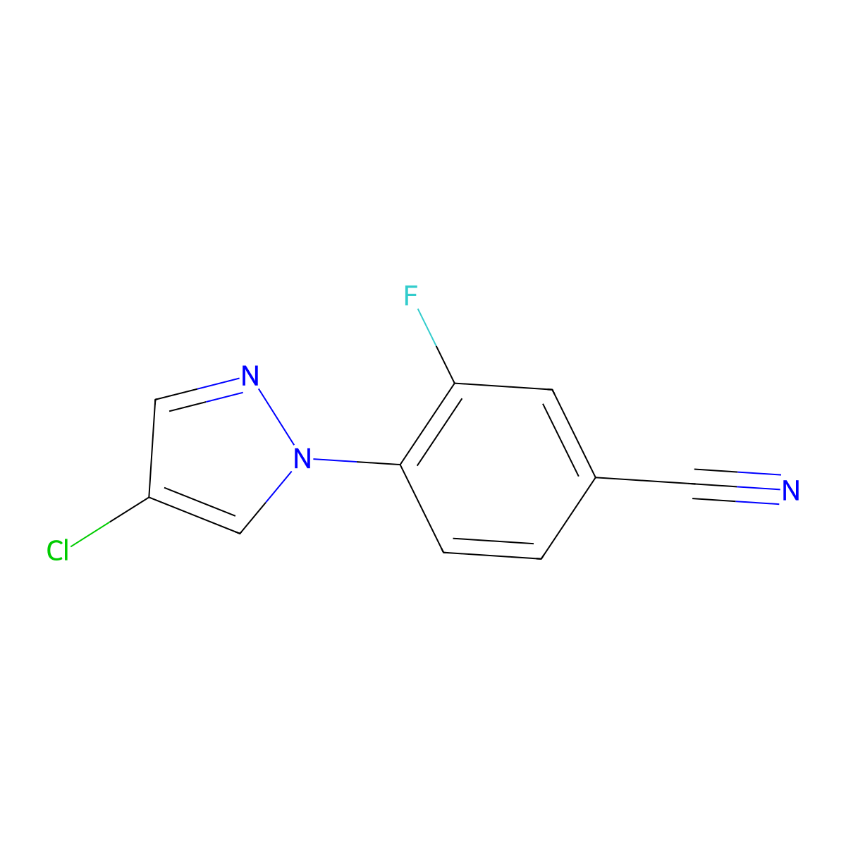 4-(4-chloro-1H-pyrazol-1-yl)-3-fluorobenzonitrile molecular structure, CAS 1178197-57-3