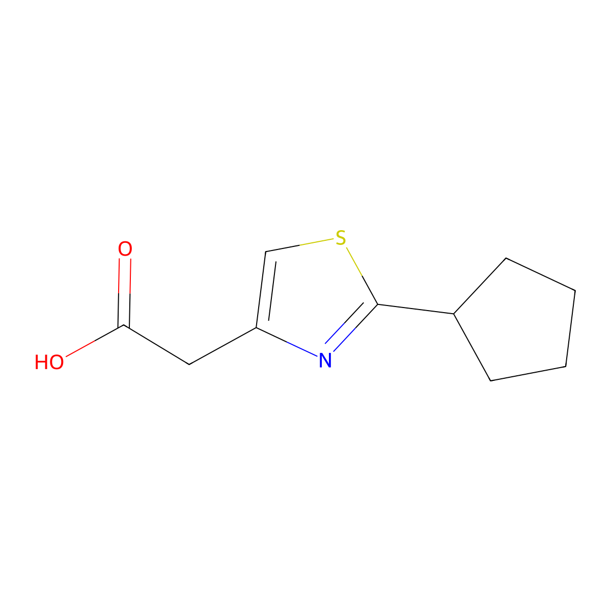 2-(2-Cyclopentyl-1,3-thiazol-4-yl)acetic acid molecular structure, CAS 1178201-74-5