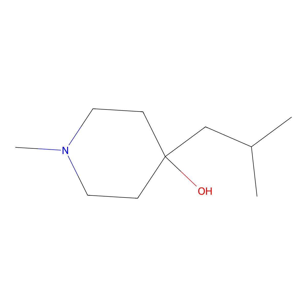1-Methyl-4-(2-methylpropyl)piperidin-4-ol molecular structure, CAS 1178203-04-7