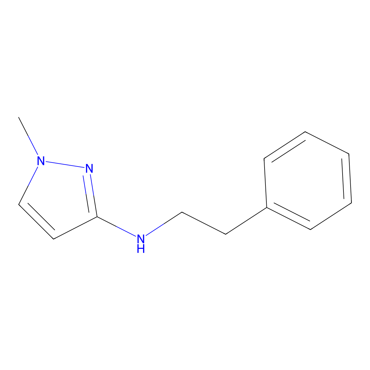 1-Methyl-N-(2-phenylethyl)-1H-pyrazol-3-amine molecular structure, CAS 1178204-37-9