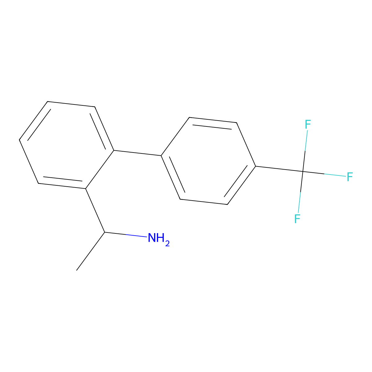 1-{2-[4-(Trifluoromethyl)phenyl]phenyl}ethan-1-amine molecular structure, CAS 1178205-11-2