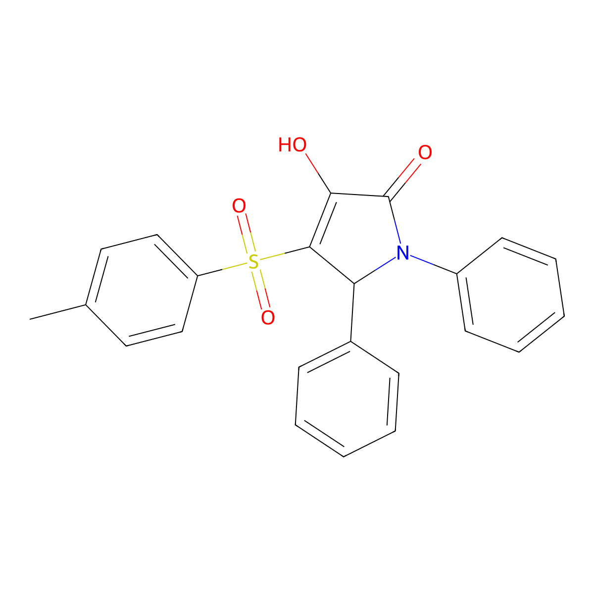 4-hydroxy-3-(4-methylphenyl)sulfonyl-1,2-diphenyl-2H-pyrrol-5-one molecular structure, CAS 117822-37-4
