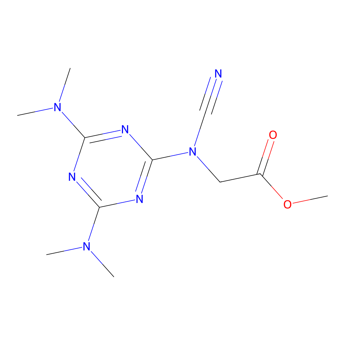Methyl 2-[[4,6-bis(dimethylamino)-1,3,5-triazin-2-yl]-cyanoamino]acetate molecular structure, CAS 117822-70-5