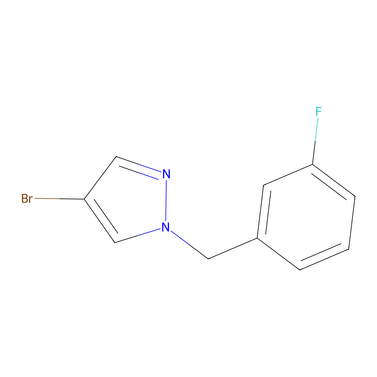 4-bromo-1-[(3-fluorophenyl)methyl]-1H-pyrazole molecular structure, CAS 1178221-77-6