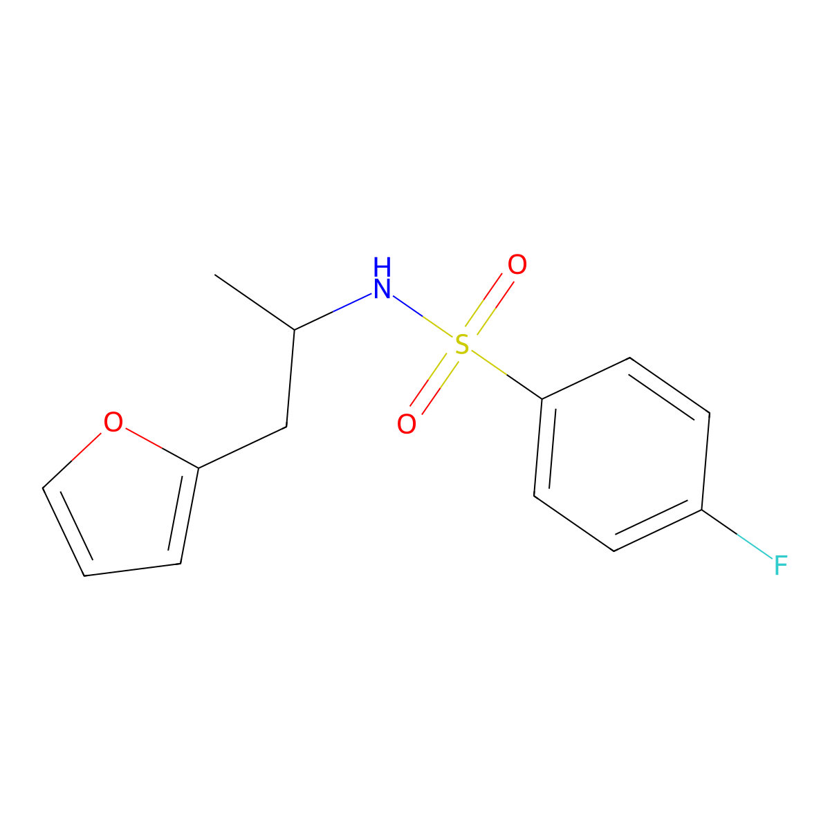 4-fluoro-N-(1-(furan-2-yl)propan-2-yl)benzenesulfonamide molecular structure, CAS 1178221-86-7