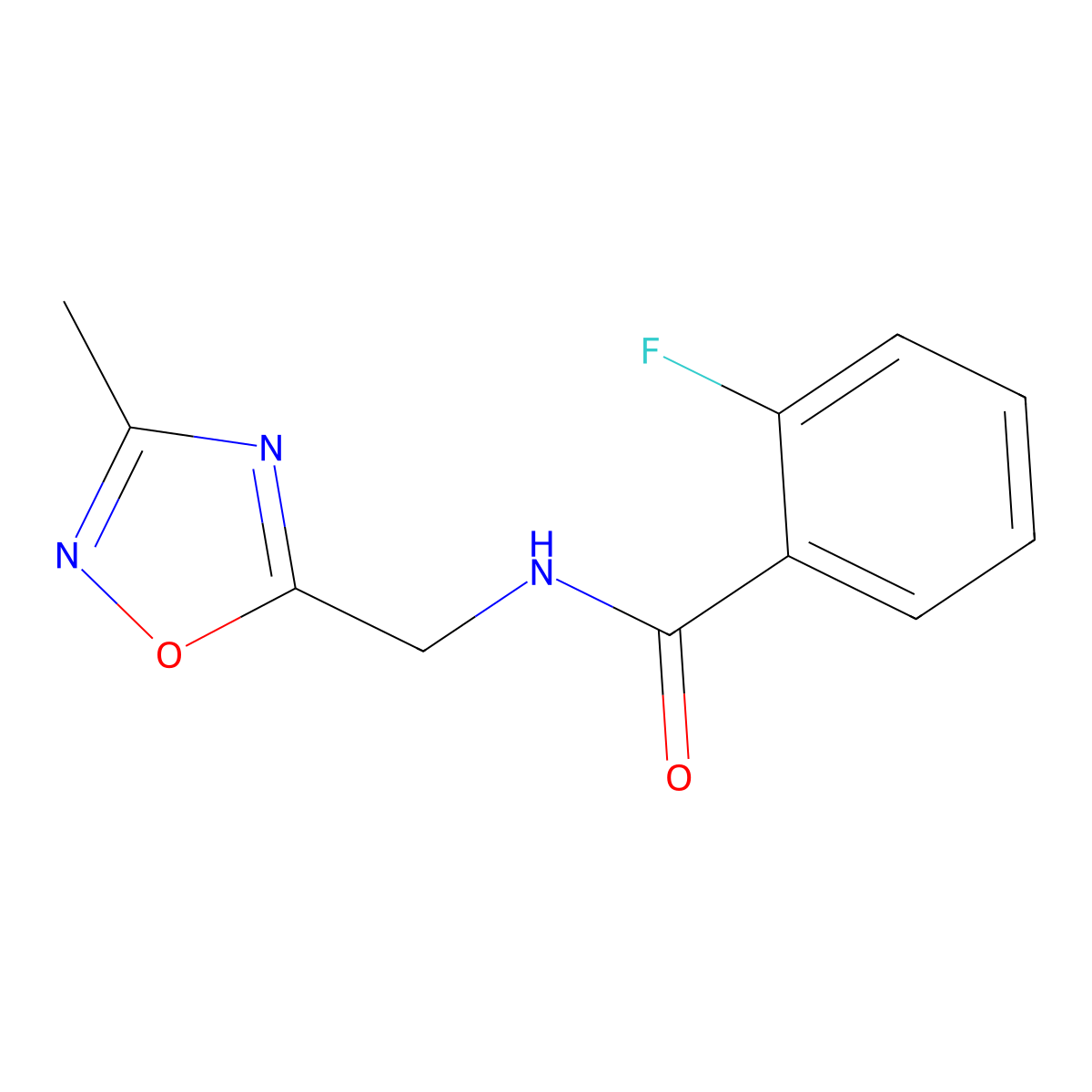2-fluoro-N-[(3-methyl-1,2,4-oxadiazol-5-yl)methyl]benzamide molecular structure, CAS 1178224-26-4