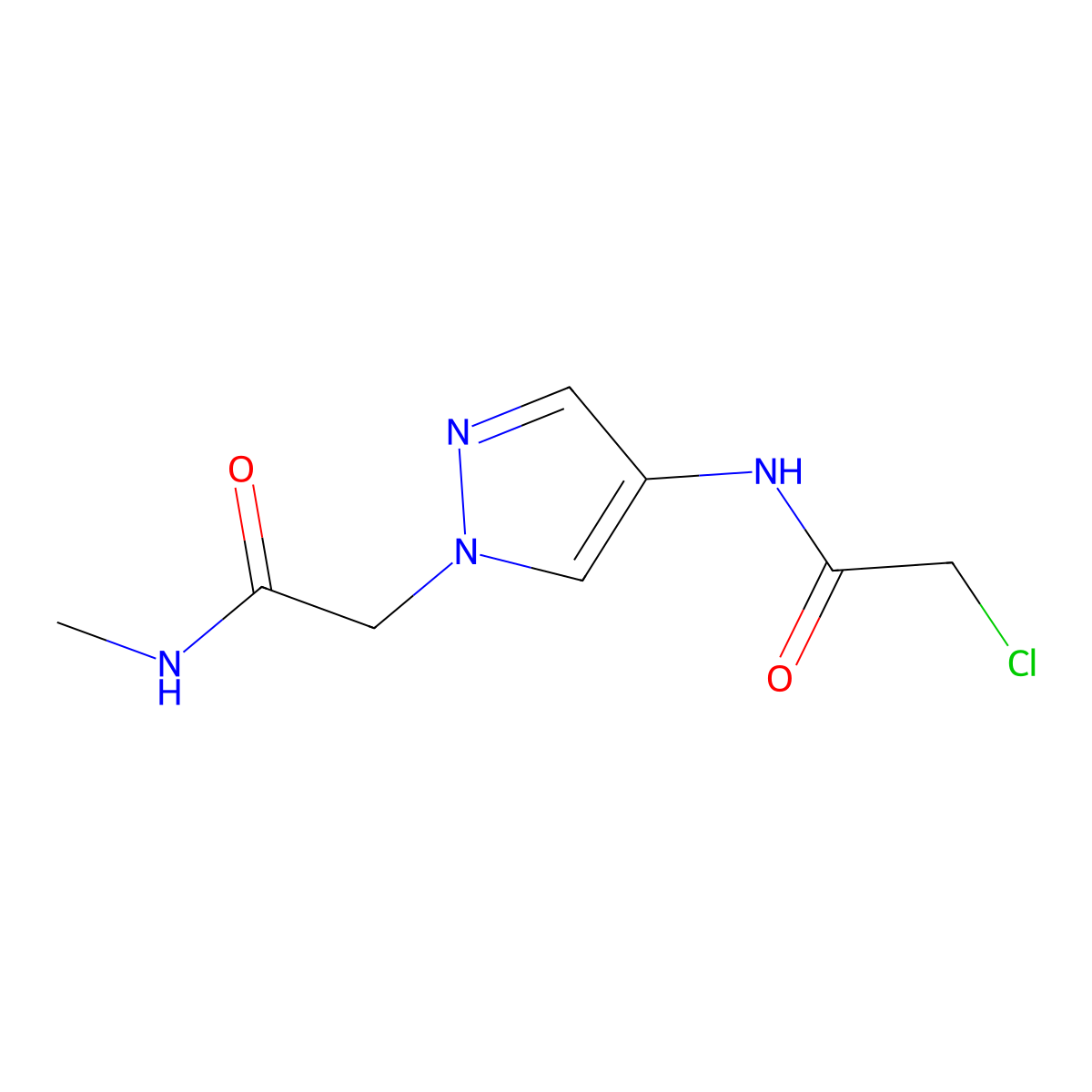 2-chloro-N-{1-[(methylcarbamoyl)methyl]-1H-pyrazol-4-yl}acetamide molecular structure, CAS 1178226-80-6