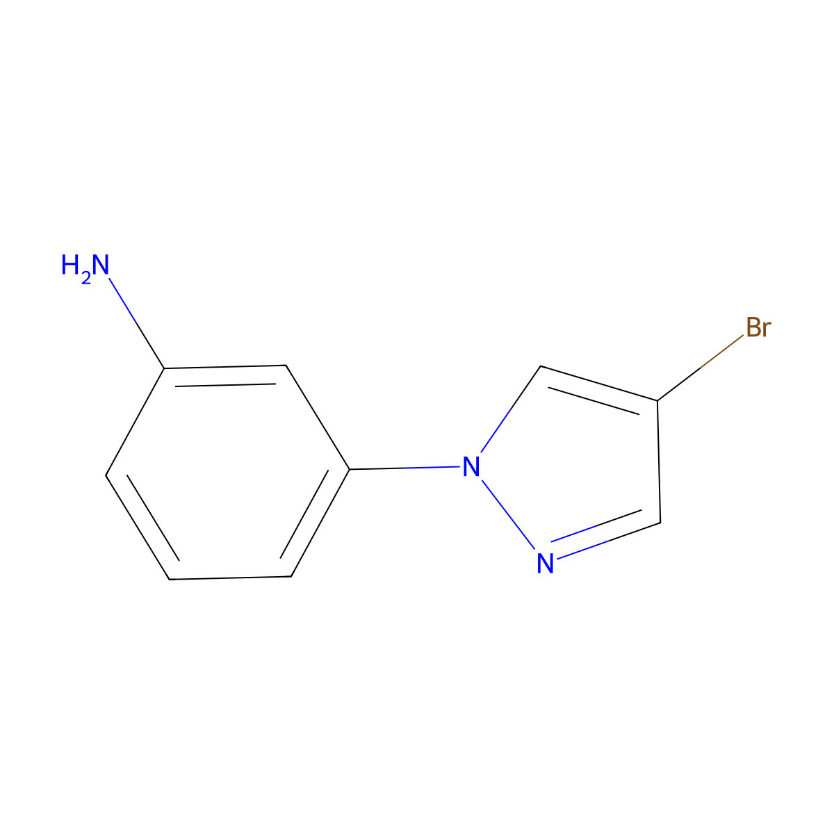 4-Bromo-1-(3-aminophenyl)pyrazole molecular structure, CAS 1178227-33-2