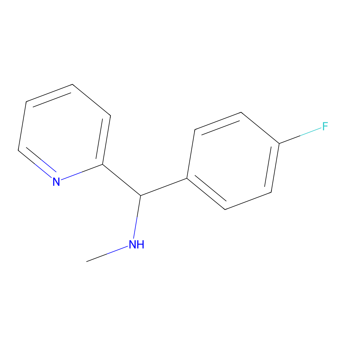 ((4-Fluorophenyl)(pyridin-2-yl)methyl)(methyl)amine molecular structure, CAS 1178233-16-3