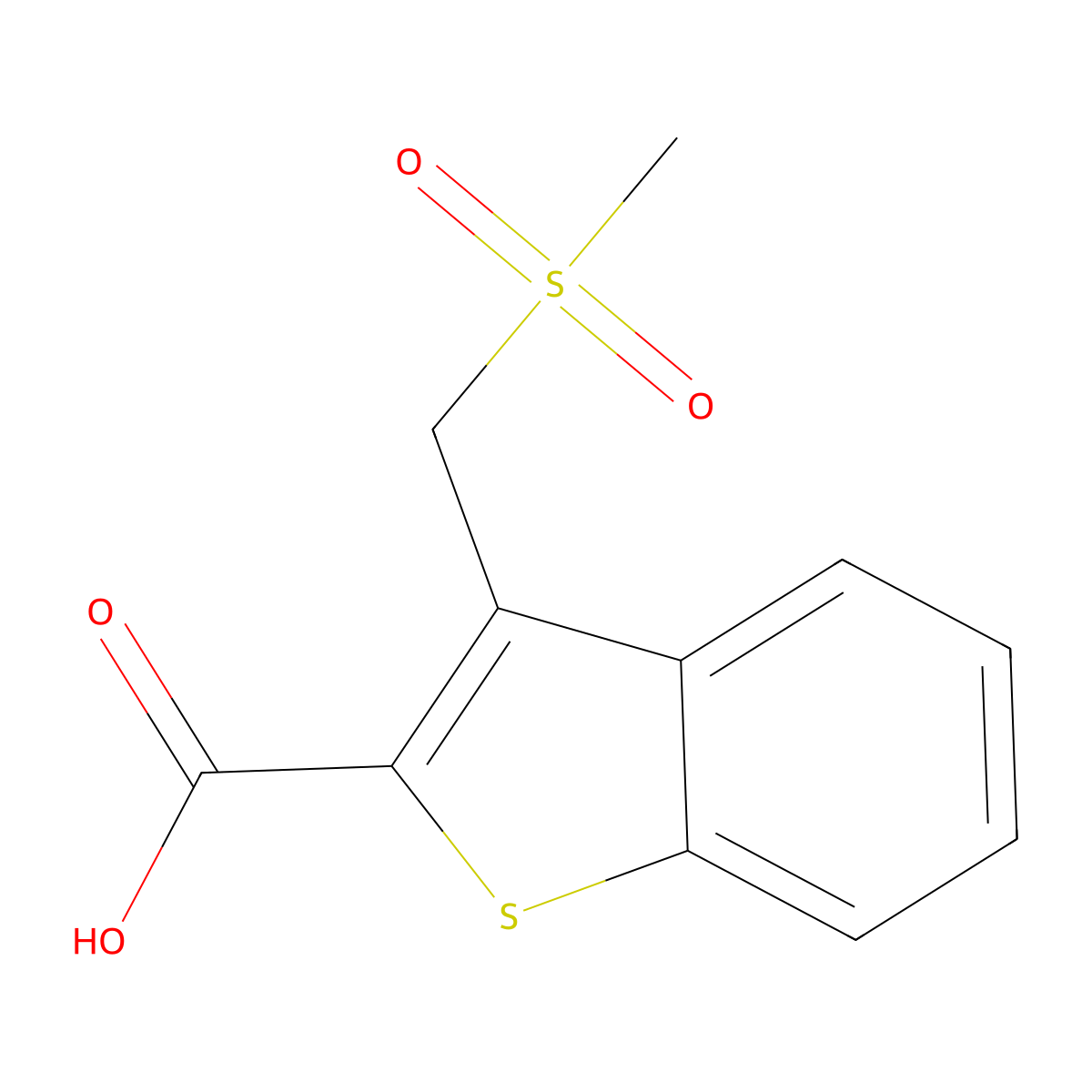 3-(Methanesulfonylmethyl)-1-benzothiophene-2-carboxylic acid molecular structure, CAS 1178235-42-1