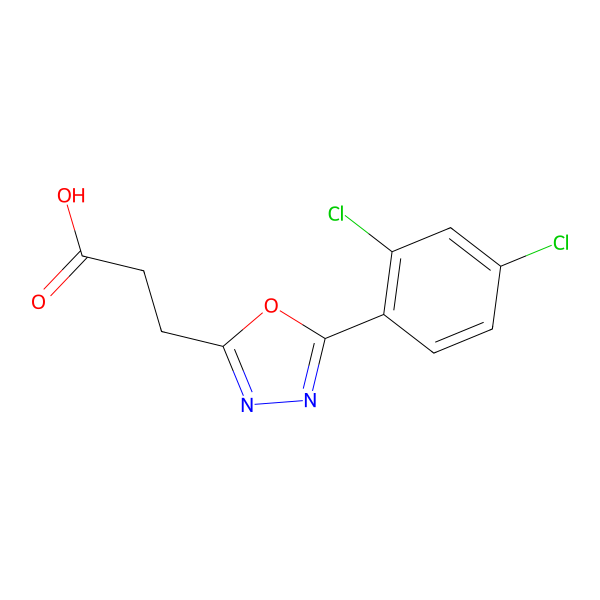 3-[5-(2,4-Dichlorophenyl)-1,3,4-oxadiazol-2-yl]propanoic acid molecular structure, CAS 1178240-51-1