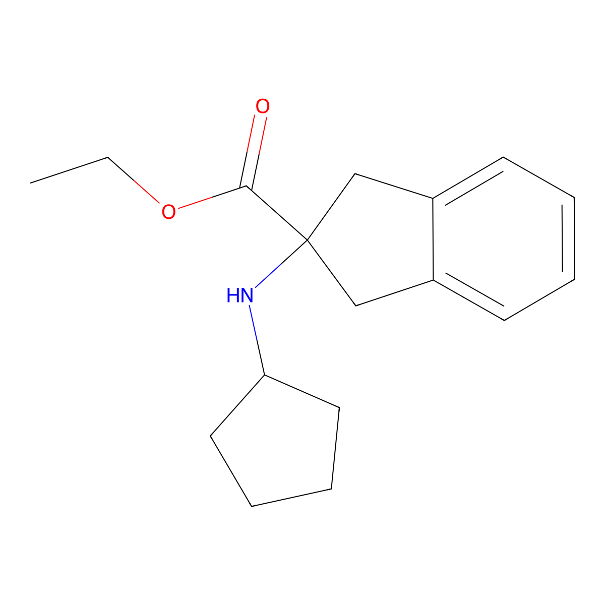 ethyl 2-(cyclopentylamino)-2,3-dihydro-1H-indene-2-carboxylate molecular structure, CAS 1178241-18-3