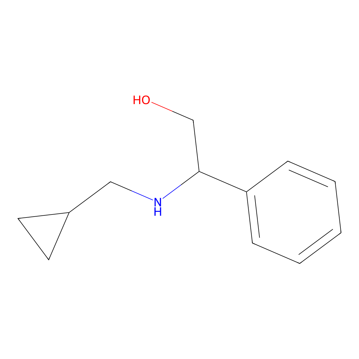 2-[(Cyclopropylmethyl)amino]-2-phenylethan-1-ol molecular structure, CAS 1178246-54-2