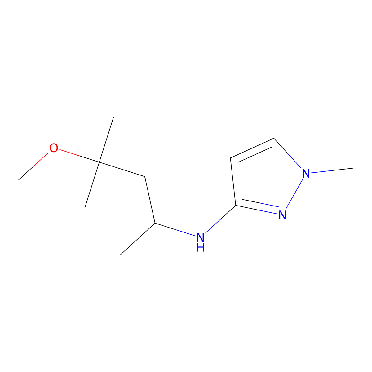 N-(4-Methoxy-4-methylpentan-2-yl)-1-methyl-1H-pyrazol-3-amine molecular structure, CAS 1178253-45-6