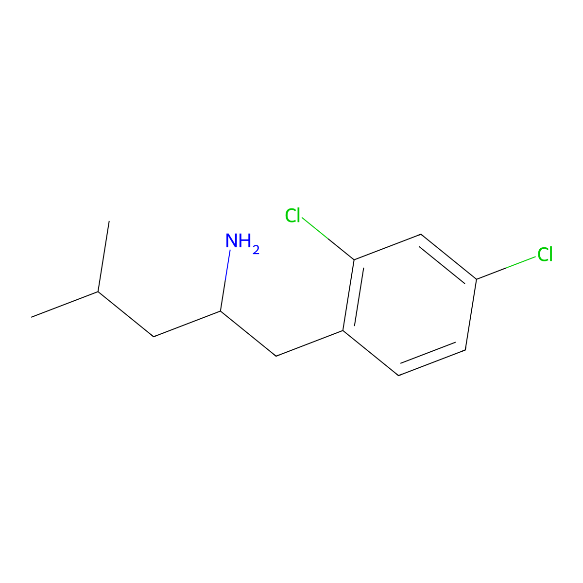 1-(2,4-Dichlorophenyl)-4-methylpentan-2-amine molecular structure, CAS 1178263-14-3