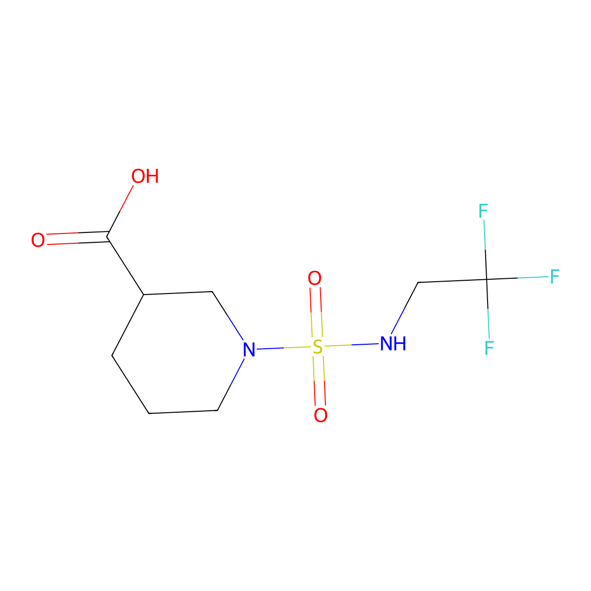 1-(N-(2,2,2-trifluoroethyl)sulfamoyl)piperidine-3-carboxylic acid molecular structure, CAS 1178275-82-5