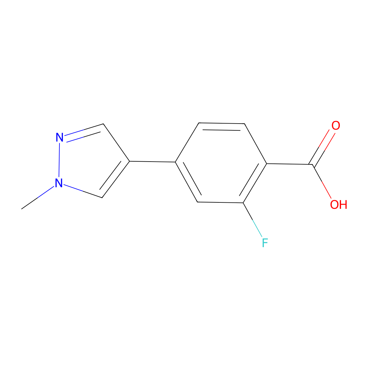 2-fluoro-4-(1-methyl-1H-pyrazol-4-yl)benzoic acid molecular structure, CAS 1178280-85-7