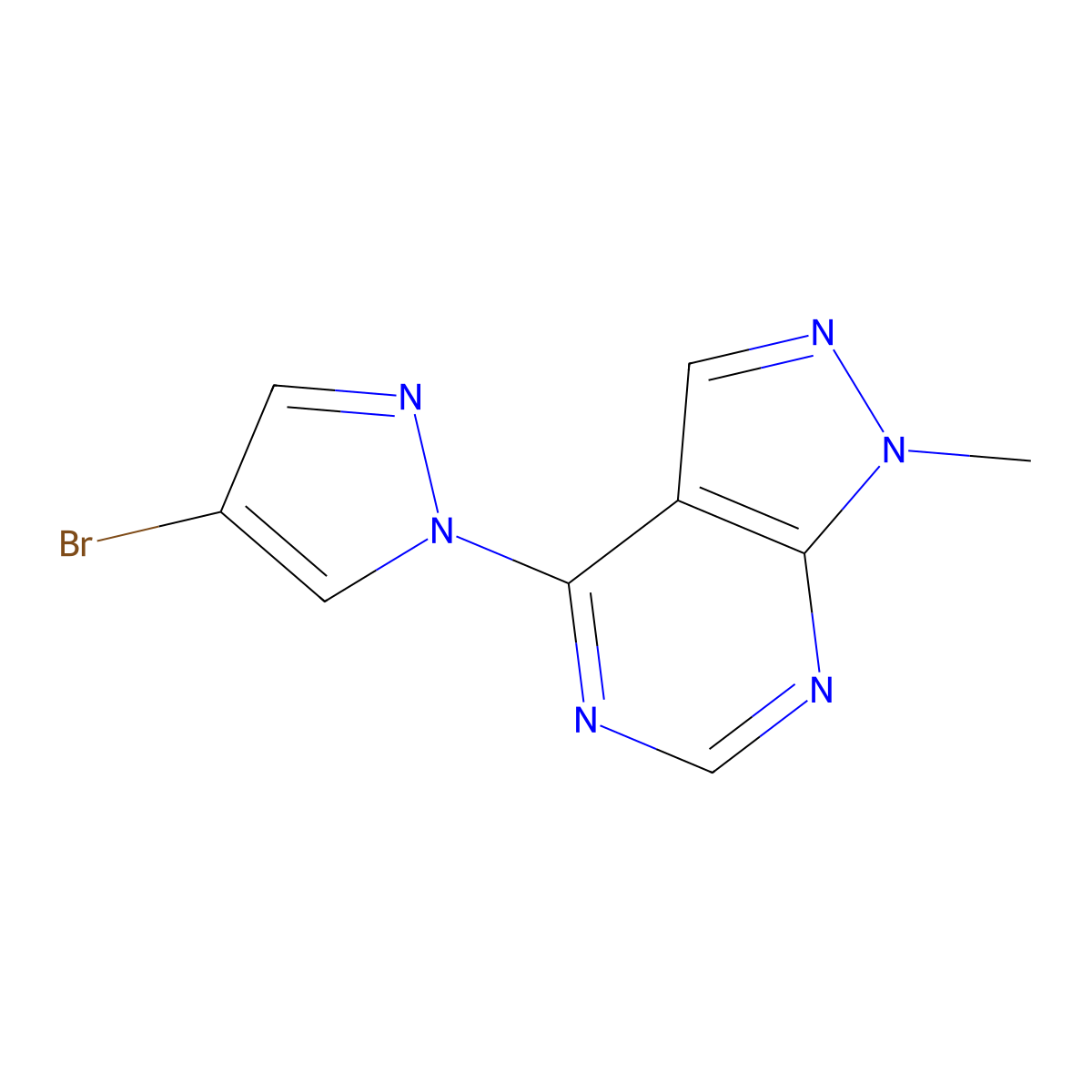 4-bromo-1-{1-methyl-1H-pyrazolo[3,4-d]pyrimidin-4-yl}-1H-pyrazole molecular structure, CAS 1178290-21-5