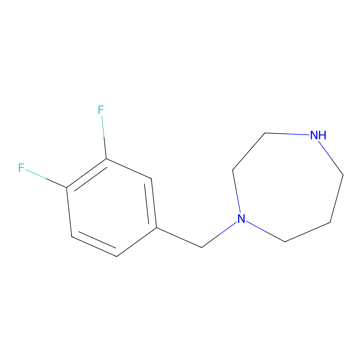 1-[(3,4-Difluorophenyl)methyl]-1,4-diazepane molecular structure, CAS 1178292-54-0