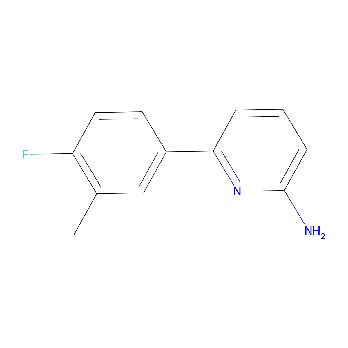 6-(4-Fluoro-3-methylphenyl)-2-pyridinamine molecular structure, CAS 1178295-15-2