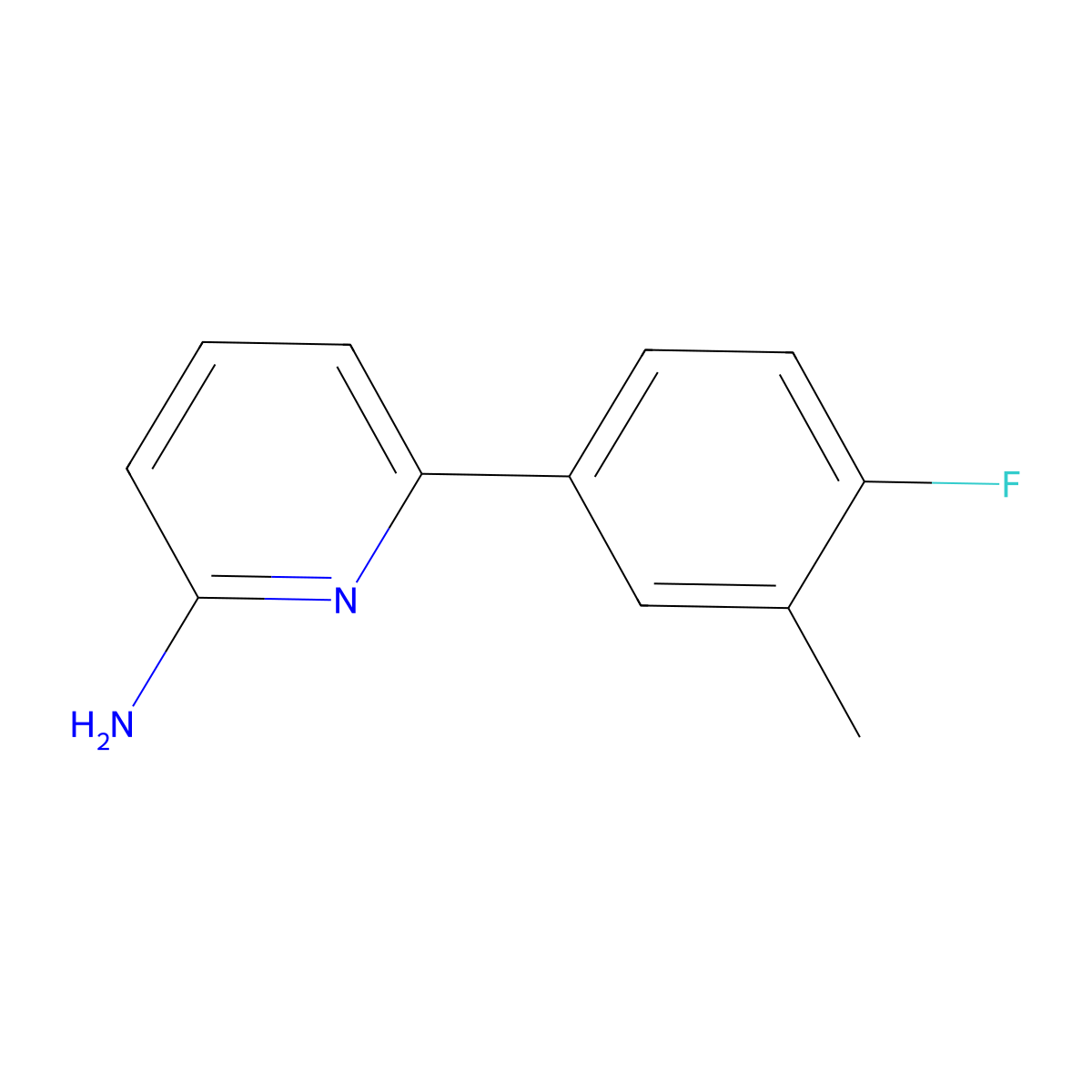 6-(4-Fluoro-3-methylphenyl)-2-pyridinamine molecular structure, CAS 1178295-15-2