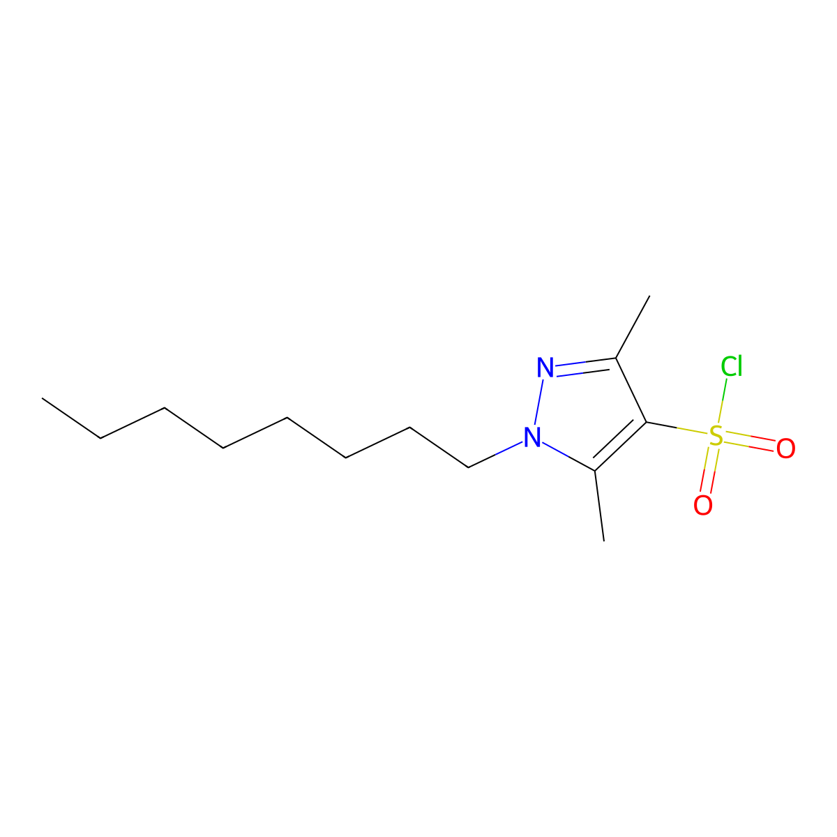 3,5-dimethyl-1-octyl-1H-pyrazole-4-sulfonyl chloride molecular structure, CAS 1178299-94-9