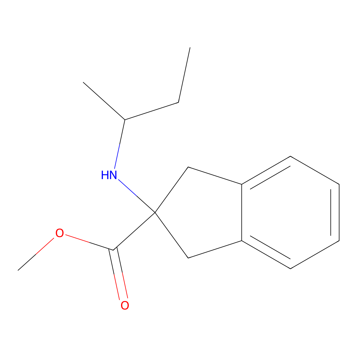 methyl 2-[(butan-2-yl)amino]-2,3-dihydro-1H-indene-2-carboxylate molecular structure, CAS 1178301-39-7