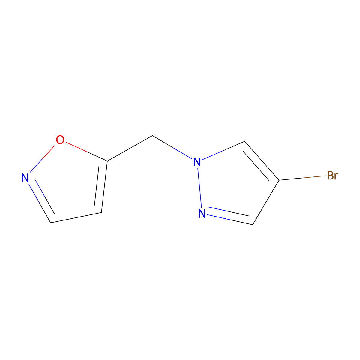 5-((4-bromo-1H-pyrazol-1-yl)methyl)-1,2-oxazole molecular structure, CAS 1178302-72-1