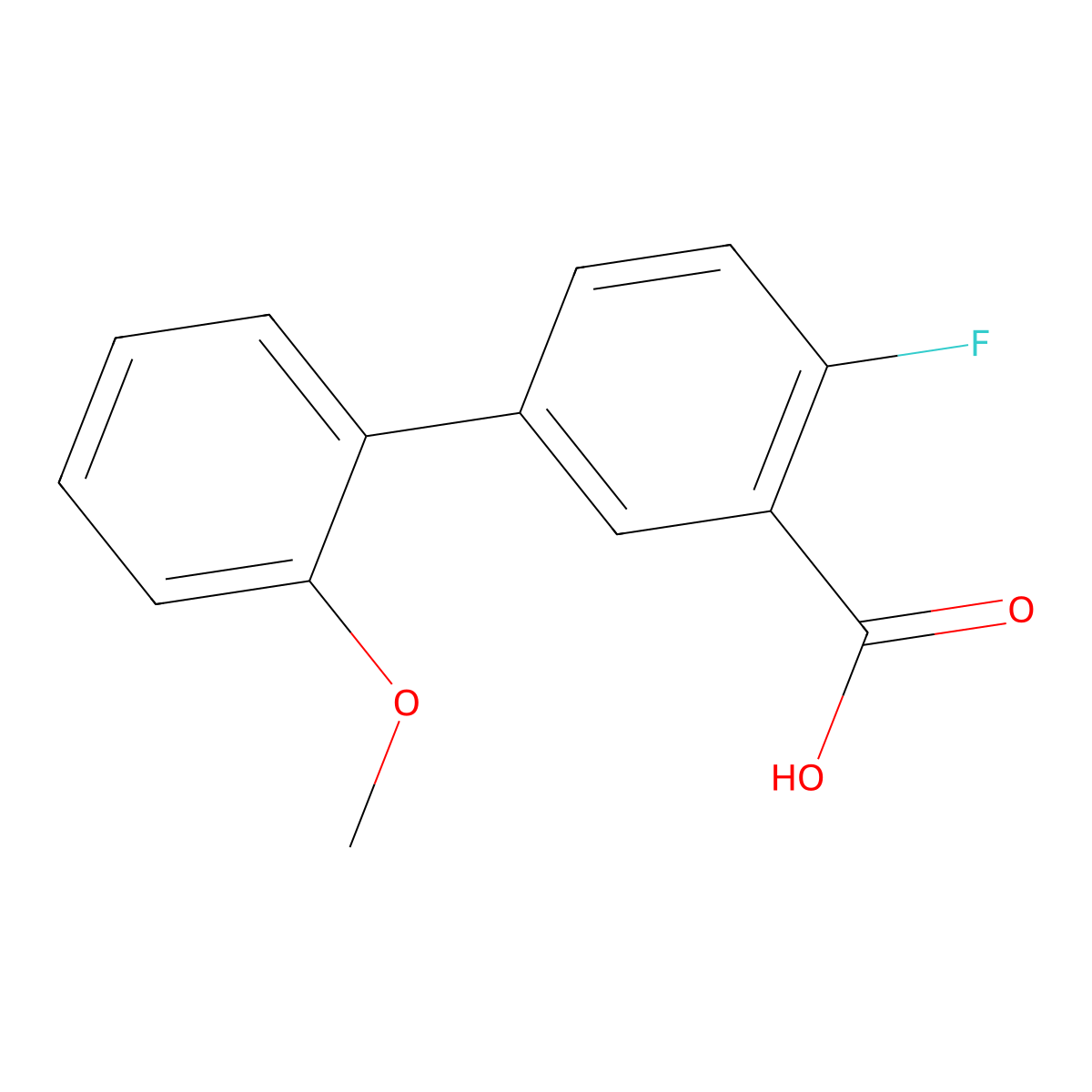 2-Fluoro-5-(2-methoxyphenyl)benzoic acid molecular structure, CAS 1178303-59-7
