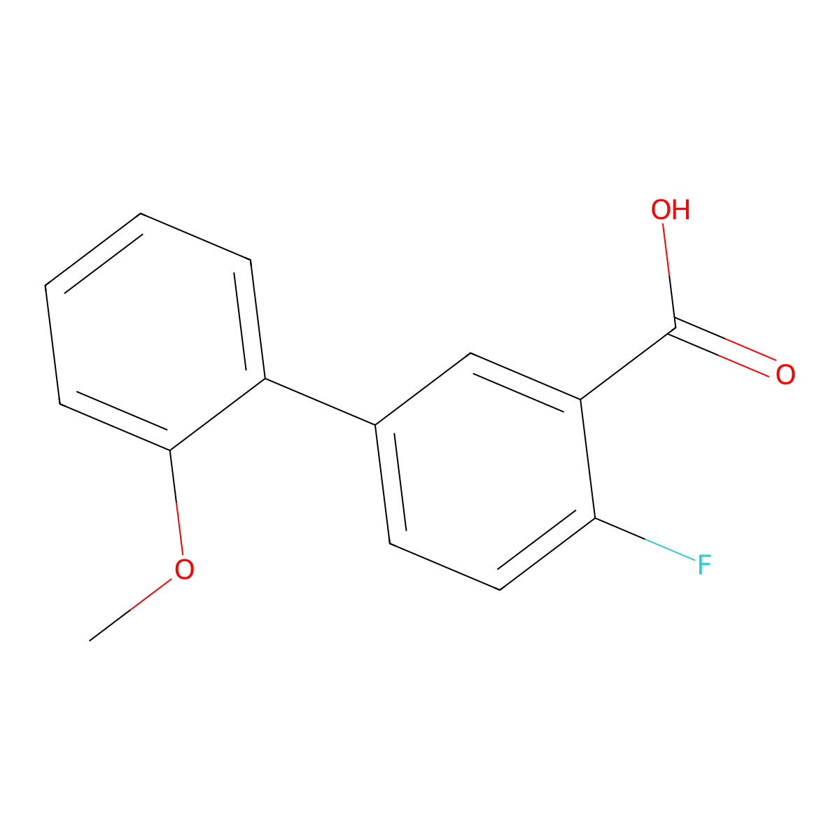 2-Fluoro-5-(2-methoxyphenyl)benzoic acid molecular structure, CAS 1178303-59-7