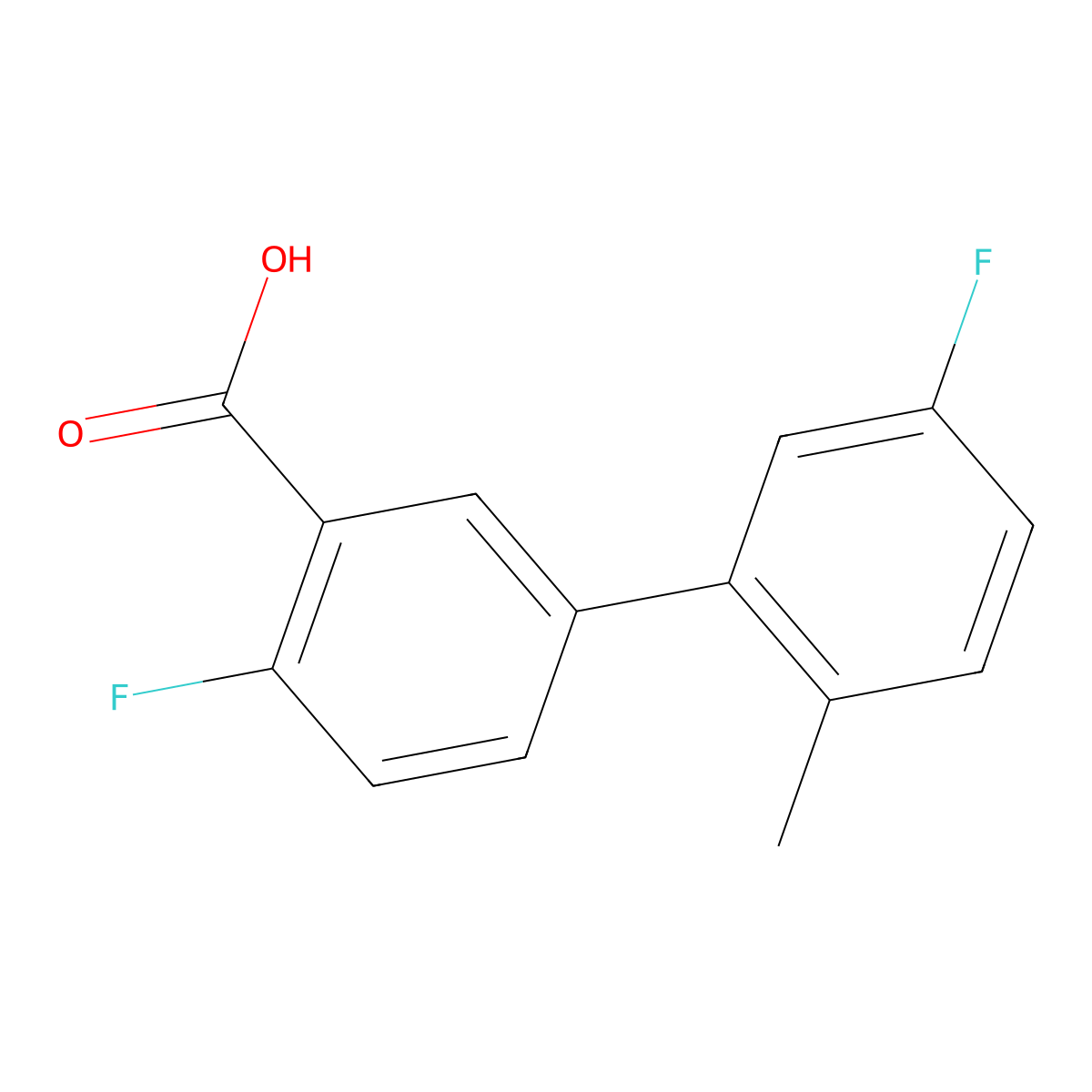 2-Fluoro-5-(5-fluoro-2-methylphenyl)benzoic acid molecular structure, CAS 1178305-99-1