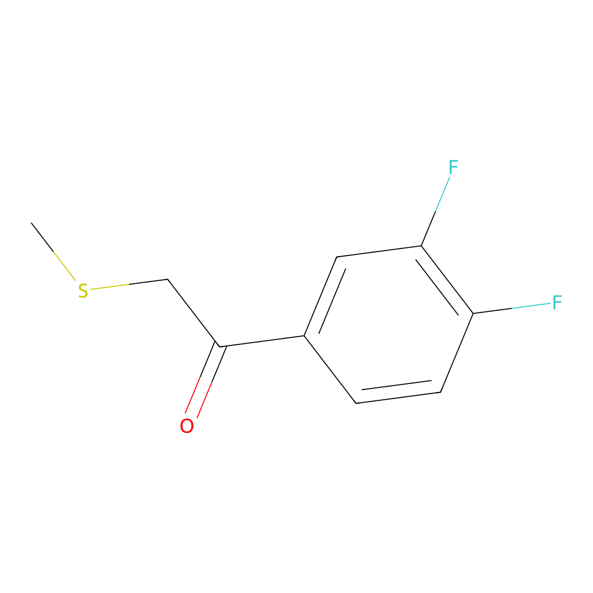 1-(3,4-Difluorophenyl)-2-(methylsulfanyl)ethan-1-one molecular structure, CAS 1178315-96-2