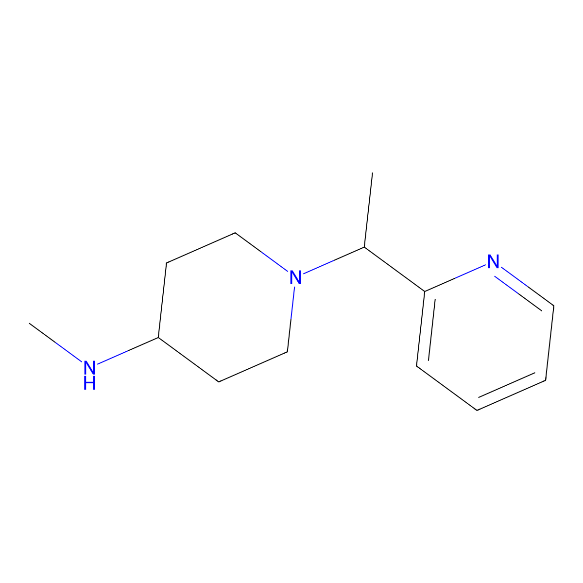 N-methyl-1-[1-(pyridin-2-yl)ethyl]piperidin-4-amine molecular structure, CAS 1178319-34-0