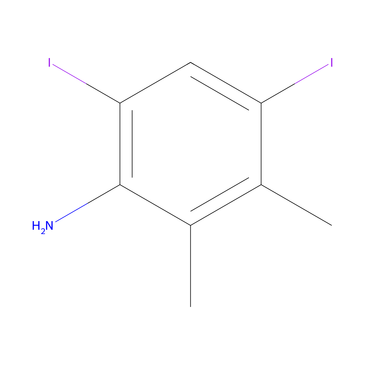 4,6-Diiodo-2,3-dimethylaniline molecular structure, CAS 117832-12-9