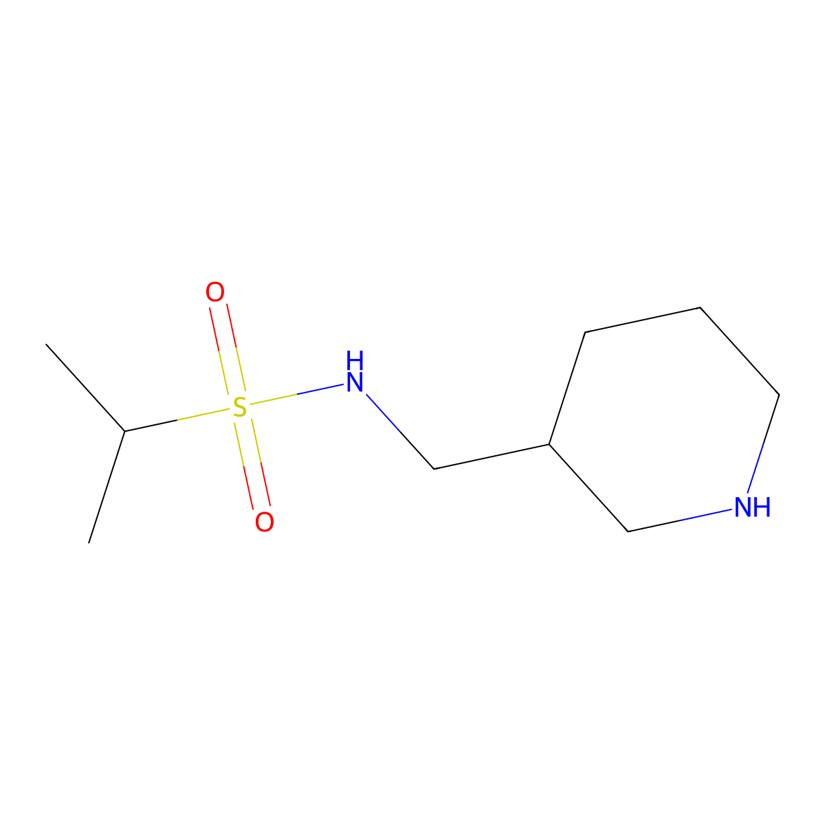 N-((piperidin-3-yl)methyl)propane-2-sulfonamide molecular structure, CAS 1178327-07-5