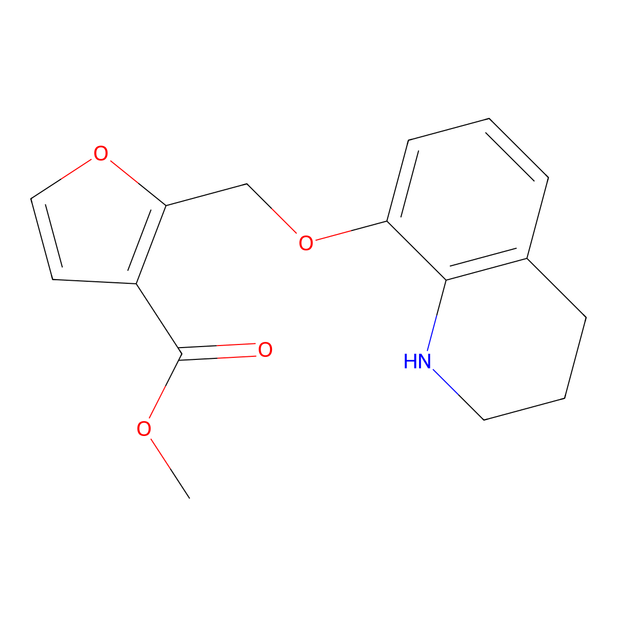 Methyl 2-[(1,2,3,4-tetrahydroquinolin-8-yloxy)methyl]furan-3-carboxylate molecular structure, CAS 1178328-01-2