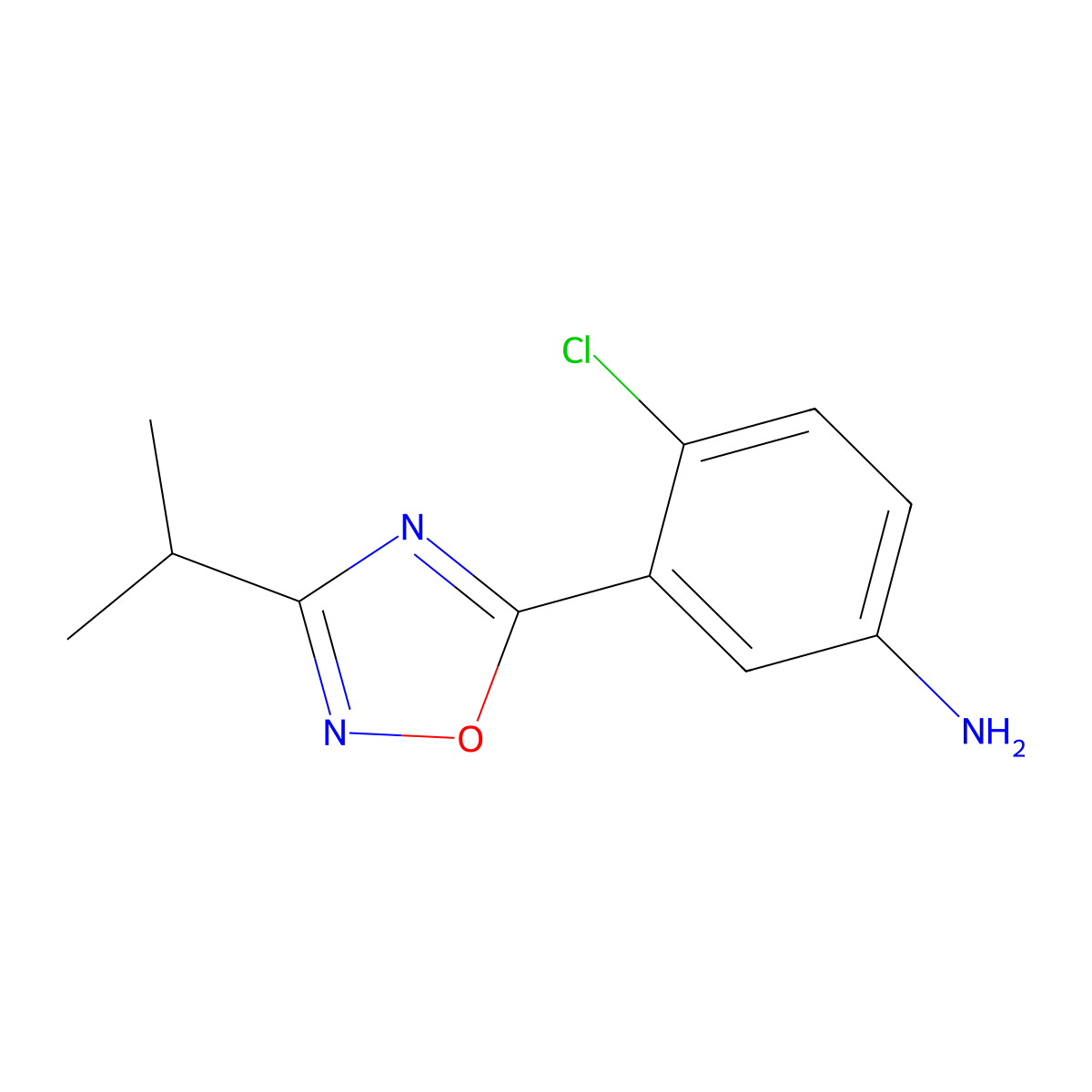4-Chloro-3-(3-isopropyl-1,2,4-oxadiazol-5-yl)aniline molecular structure, CAS 1178329-57-1
