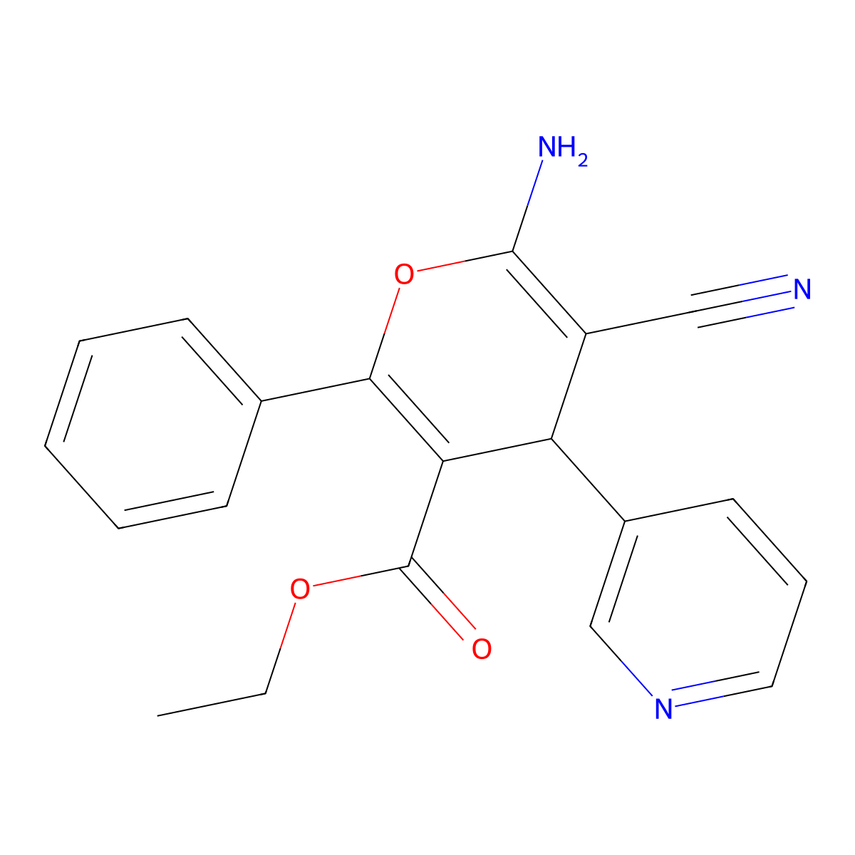 6-Amino-5-cyano-2-phenyl-4-pyridin-3-YL-4H-pyran-3-carboxylic acid ethyl ester molecular structure, CAS 117833-09-7