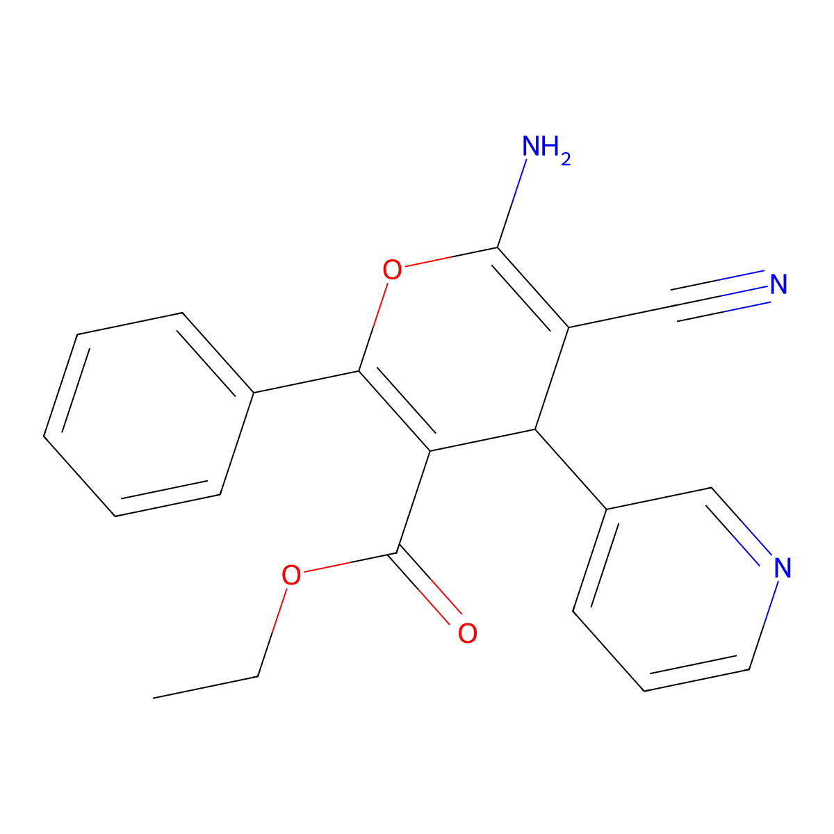 6-Amino-5-cyano-2-phenyl-4-pyridin-3-YL-4H-pyran-3-carboxylic acid ethyl ester molecular structure, CAS 117833-09-7