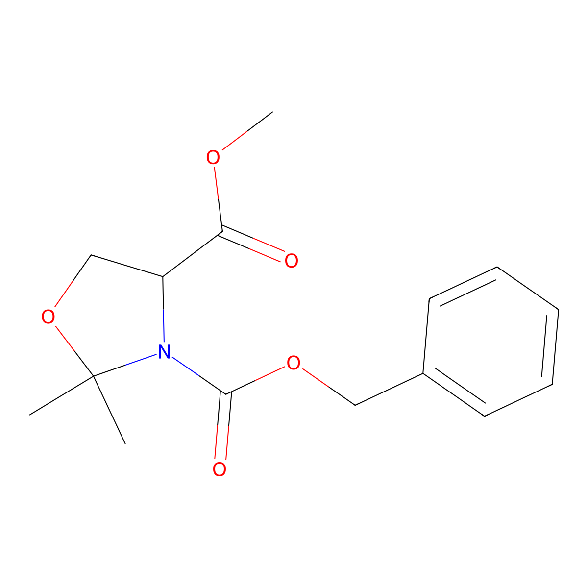 4-Methyl 3-(phenylmethyl) (4S)-2,2-dimethyl-3,4-oxazolidinedicarboxylate molecular structure, CAS 117833-99-5